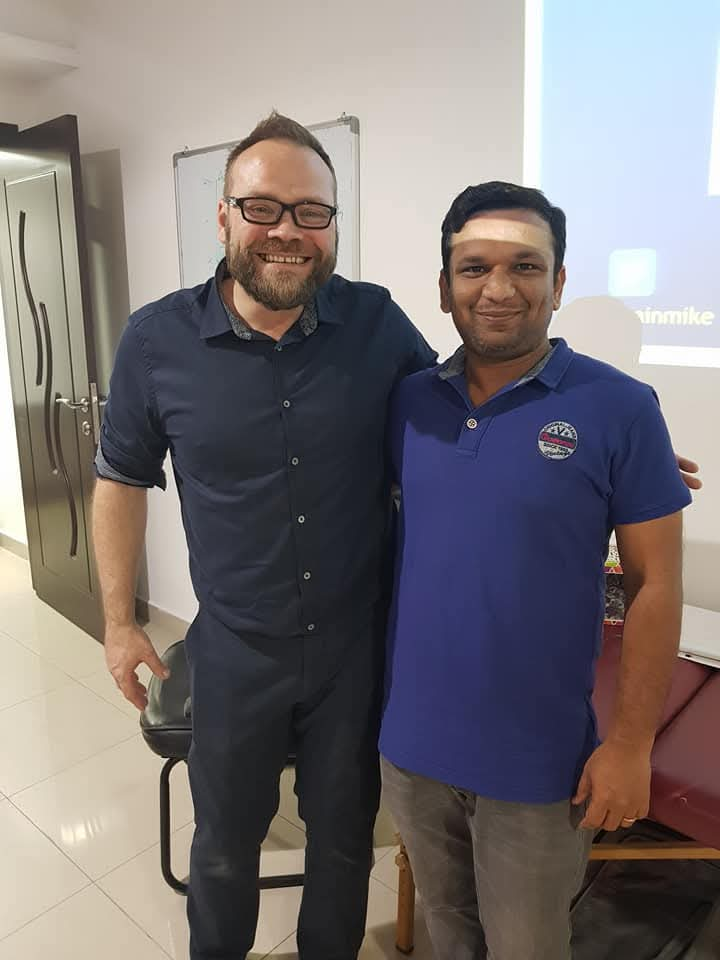 Bala with tutor Mike Stewart at the March 2018 COMT Part 4 persistent pain module