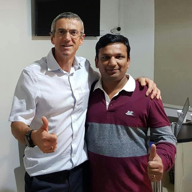 Bala with tutor Toby Hall at the January 2018 Certificate in Orthopaedic Manual Therapy course