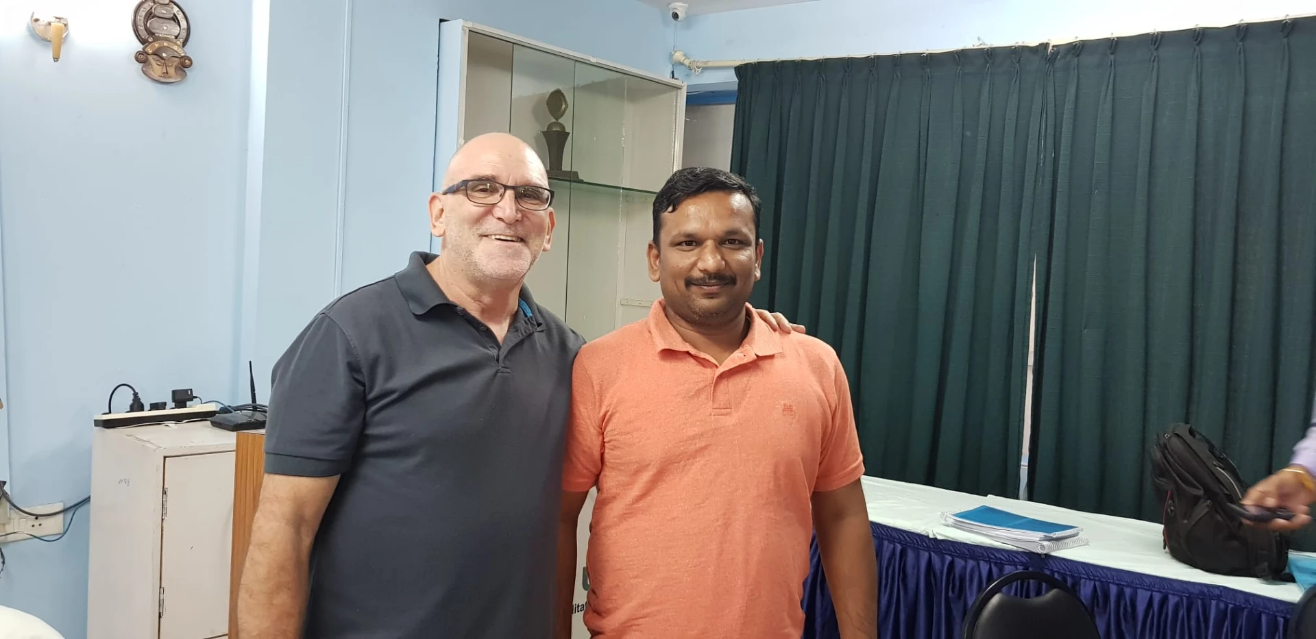 Bala with tutor Kobi Weiss at the 2019 Fascial Manipulation Level 1 course